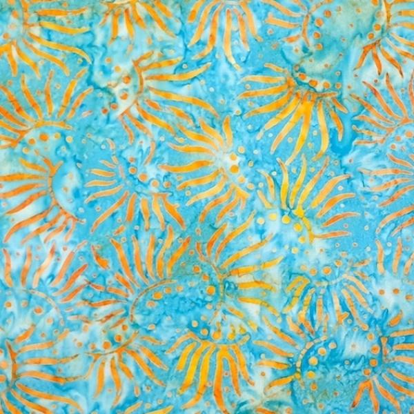 TURQUOISE ORANGE - Chrome - Batikstoff aus Indonesien